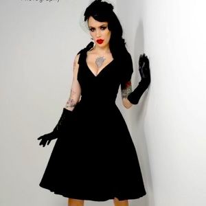 Deadly Dames by Micheline Pitt Black Tie Me Up Dress Diecontinued! Size Med.